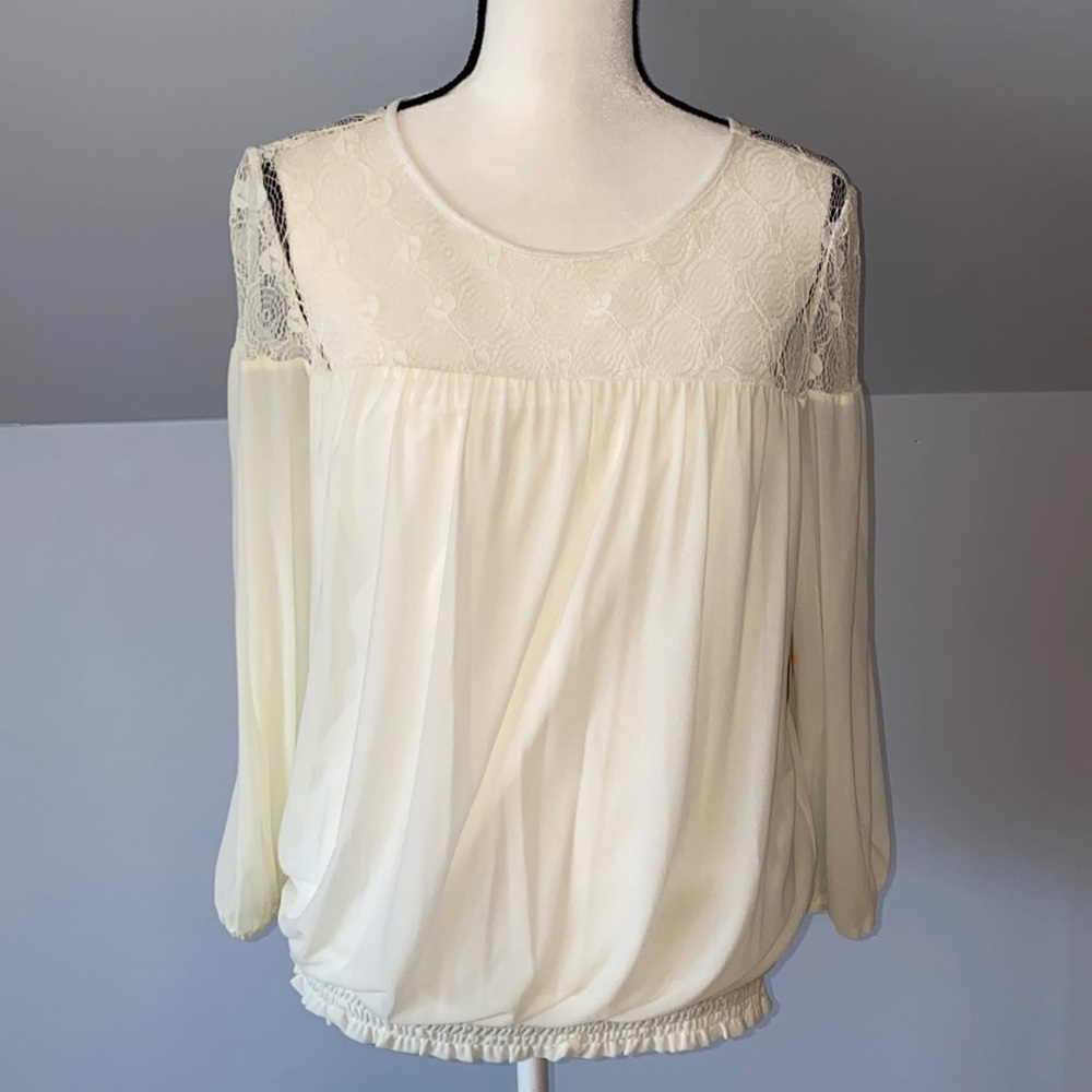 ECI ivory  sheer blouse